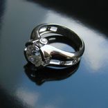 Серебряное кольцо с крупным камнем (engagement ring), фото №3