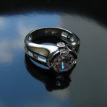 Серебряное кольцо с крупным камнем (engagement ring), фото №4