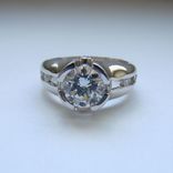 Серебряное кольцо с крупным камнем (engagement ring), фото №7