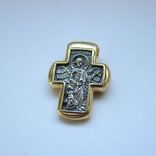 Небольшой Православный серебряный (925) крестик с позолотой, photo number 5