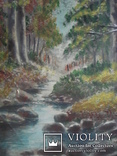 Старая картина "Ручей в лесу", подпись., фото №5