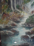 Старая картина "Ручей в лесу", подпись., фото №6
