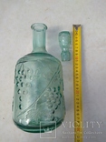 Бутыль для вина, графин стекло с пробкой комплект 1шт СССР #3, фото №2