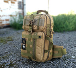Тактический однолямочный рюкзак на 16 литров с системой M.O.L.L.E (кайот), фото №3
