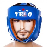 Шлем боксерский Velo AIBA, кожа, синий, фото №2