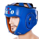 Шлем боксерский Velo AIBA, кожа, синий, фото №3