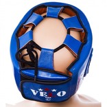 Шлем боксерский Velo AIBA, кожа, синий, фото №6