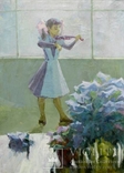 Картина Шкуропат А. "Юная скрипачка"1987 г., фото №2