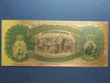 Золотая сувенирная банкнота США (2 Dollars 1875г), фото №3