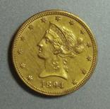 10 доларів США 1894 року, золото 900 проби, вага 16,7 г, фото №2