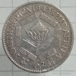 Британская Южная Африка 6 пенсов 1942г серебро трещины штампа, фото №2
