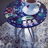 Стол, столик из мозаики и витражного стекла, фото №5