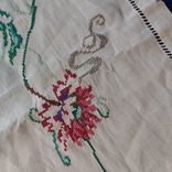Старая льняная занавеска с вышивкой ручной работы  182*42 см.Прошлый век., фото №6