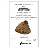 Залізний метеорит Sikhote-Alin, 14,9 грама, з сертифікатом автентичності, фото №3