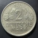 ФРГ. 1 марка 1951г. J (монетный двор Гамбурга). Редкий тип. Отличное состояние!, фото №3