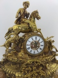 Вінтажний камінний годинник "Вершник на коні з собакою" на мармурі арт. 0306, фото №4