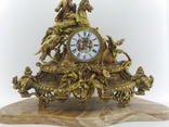 Вінтажний камінний годинник "Вершник на коні з собакою" на мармурі арт. 0306, фото №7