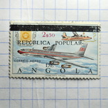 Марка с самолётом Angola, фото №3