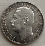 Монета Германия (Баден) 3 марки 1912 года, Серебро, 16,72 грамм, фото №2
