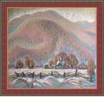 Гайду Ласло (1944, Ужгород). Горы Карпаты. Село. 1984. пастель, картон.  62 х 67 см, фото №2