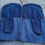 Cпецовочнi  рукавицi однопалi з джинсовi тканини 10 пар, фото №3