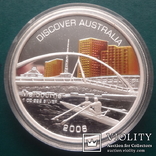 1  доллар 2006  Австралия карта  Мельбурна унция 999 серебро~, фото №5