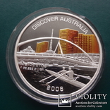 1  доллар 2006  Австралия карта  Мельбурна унция 999 серебро~, фото №7