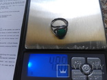 Серебро гарнитур кольцо серьги с зеленой бирюзой, фото №10