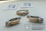 Серебряные серьги и кольцо 925 пробы с золотыми накладками, фото №2