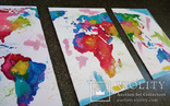 Картина маслом триптих 3штх35х25см Карта мира, фото №5