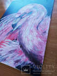 Картина маслом 25х35 Фламинго, фото №4