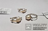 Комплект Серебряные серьги и кольцо с золотыми вставками, фото №2