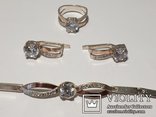 Серебряный набор серьги кольцо браслет ( серебро + золото) 925 и 375 пробы, фото №5