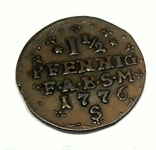 Германия Ангальт-Бернбург 1 1/2 пфеннига 1776 год S, фото №3