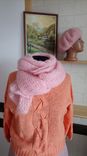 Вязаный шарф-палантин и берет женские - Розовое сияние, photo number 9