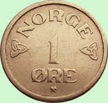 8. Норвегия 1 эре, 1955 год, фото №3