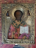 Икона Святого Николая Чудотворца в киоте и кованном окладе, фото №5