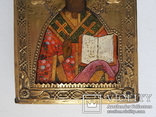 Икона Святого Николая Чудотворца в киоте и кованном окладе, фото №10
