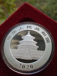 Панда Китай 10 юаней 2020 г. унция серебро 999 пробы , 30 гр., фото №3
