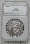 Доллар США 1889 Морган слаб PCI "MS-61 ", фото №2