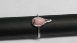 Кольцо серебряное 925 натуральный розовый опал, цирконий., фото №6