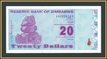 Зимбабве 20 долларов 2009 P-95 UNC, фото №2
