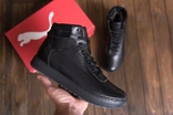 Мужские зимние кожаные кроссовки Puma SUEDE Black leather W P9 ч. бот, фото №4