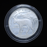 10000 Шиллингов 1998 Фауна Африки - Чепрачный шакал (Серебро 0.999, 15г), Сомали, фото №2