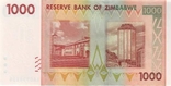 Зимбабве 1000 долларов 2007 г UNC, фото №3