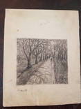 Двухсторонний рисунок 1908 года. Карандаш. Аллея Александровского парка, фото №2