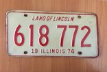 Лицензионный, автомобильный номерной знак. США / USA 618-772 1974г., фото №2