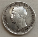 Монета Италии 5 лир, серебро,1929 год *, вес 4,91 гр. Хорошее состояние, фото №2