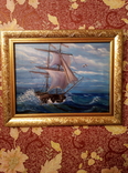 Морской пейзаж "Корабль в море", масло,30*40см, фото №3