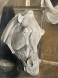 Картина. Голова скульптуры лошади. Пастель, карандаш, ватман. Размер 64*43 см, фото №3